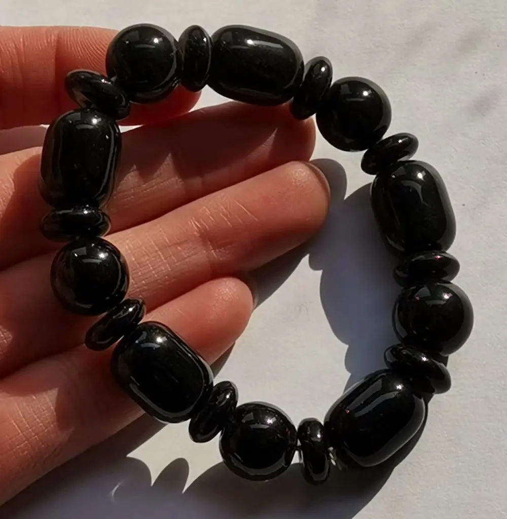 

12 pcs black glass beads fashion bracelet