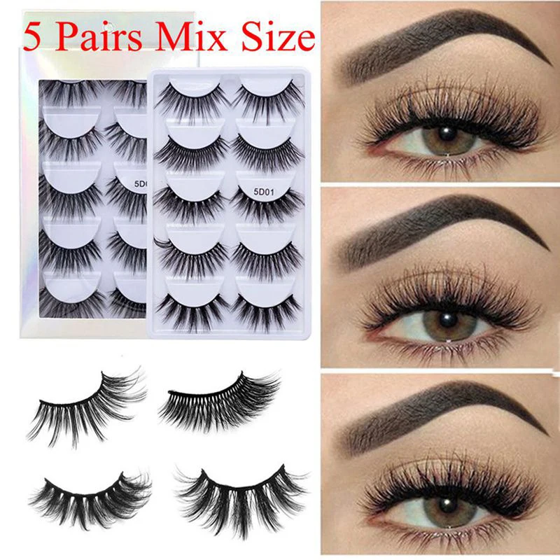 

5Pairs/set Magnetic Eyelashes 3D Self-adhesive False Mink Eyelash Set Waterproof