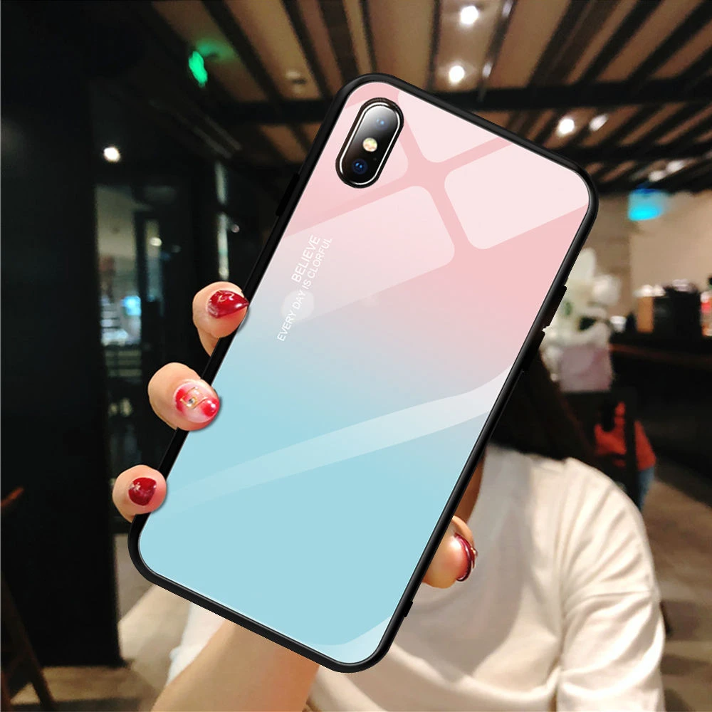 Чехол для телефона из закаленного стекла с сердечком для iPhone XR XS X XS Max 7 8 6 6S Plus, прозрачная ультратонкая защитная задняя крышка - Цвет: T7