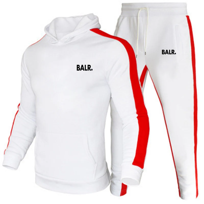 

Sports Fitness Balr Men'S Women'S Suit Hoodie + Pants 2 Two-Piece Autumn And Winter Hooded Sportswear Men'S Sportswear Gym