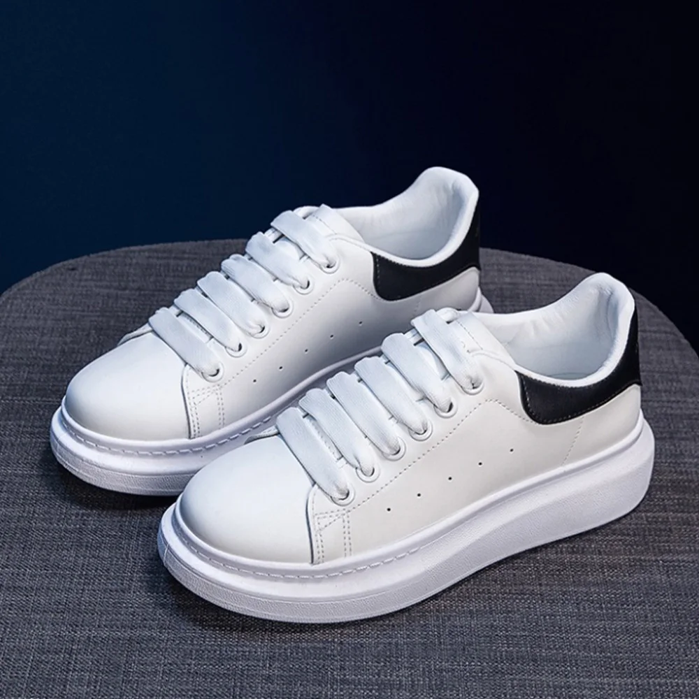 

Кроссовки для мужчин и женщин, Классическая обувь для скейта, низкие дышащие, на платформе, круглый носок, Размеры 35-44, белые
