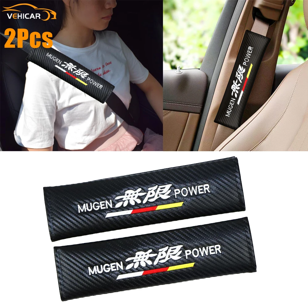 

VEHICAR 2PCS Safety Belt Pads Car Seat Belt Cover For Honda MUGENPOWER Vehicle Accessories Driver Shoulder Protector