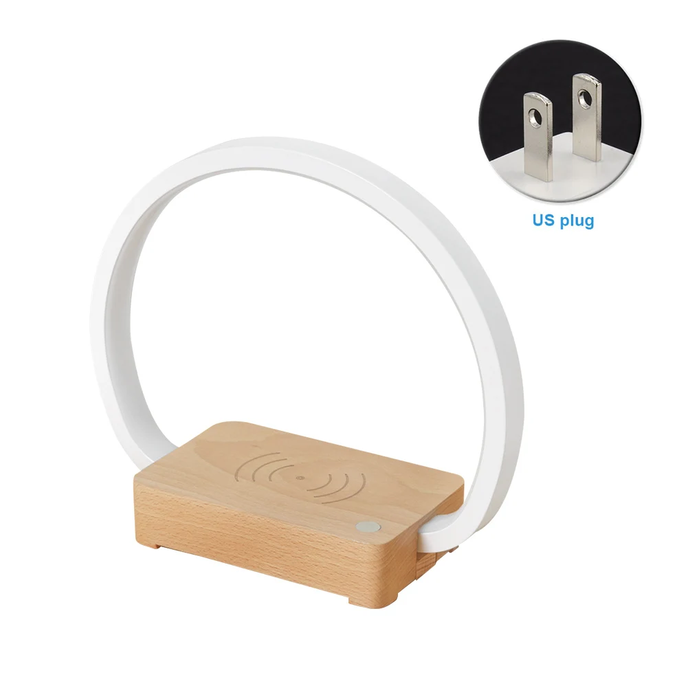 

Homes Multifunctional Reading Light Wireless Charger Desk Lamp Touch Console Offices Bedside Eye Care Dimming Wooden Gift