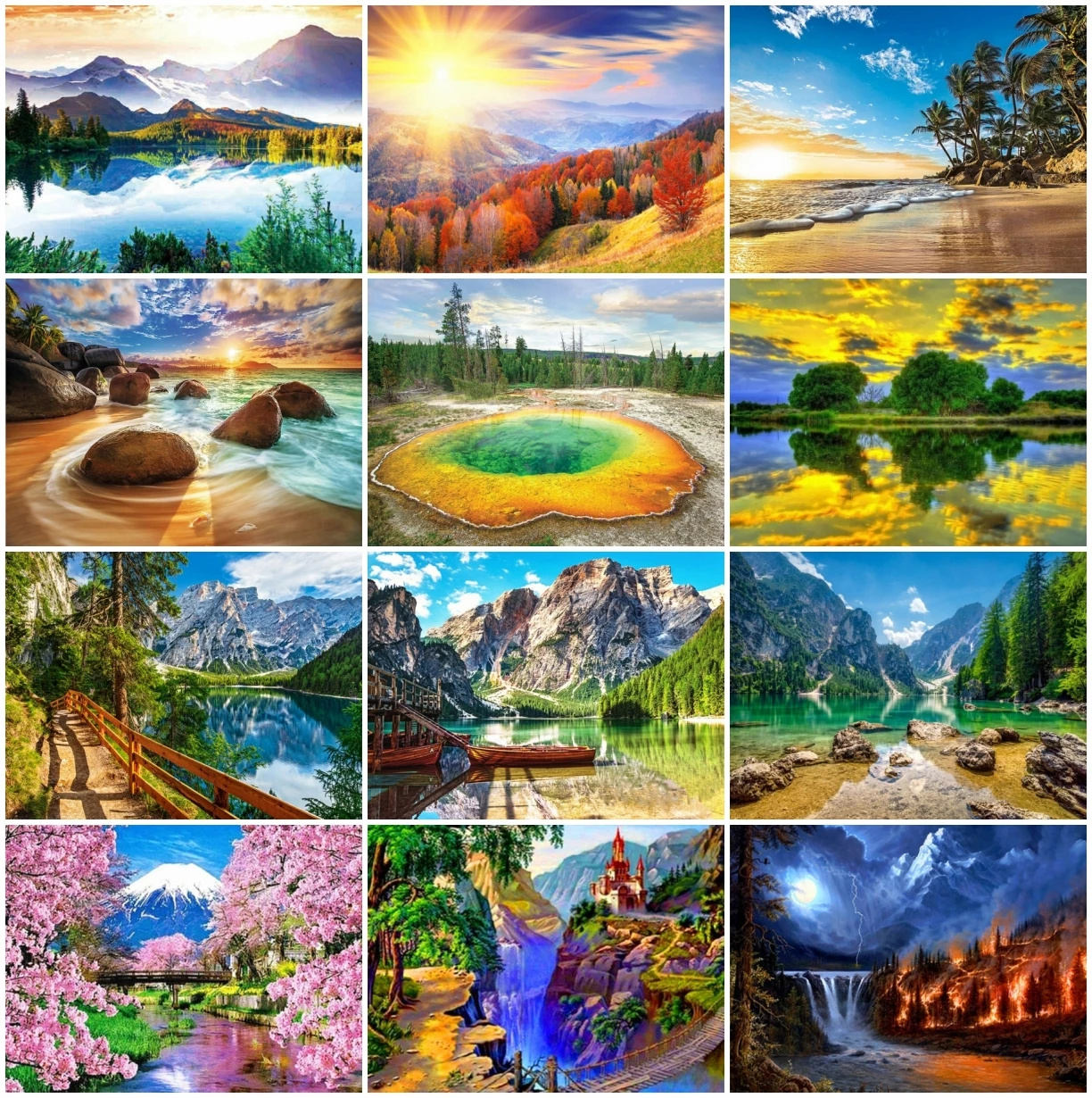 

Алмазная живопись AZQSD, вышивка крестиком в виде гор, побережья, полная выкладка, мозаика в виде пейзажа, домашний декор