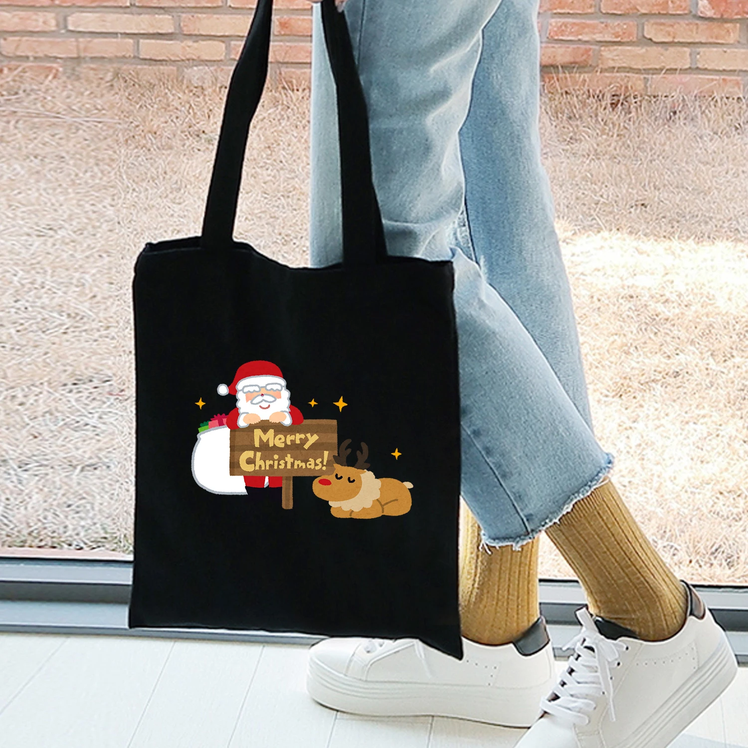 Рождественская мультяшная Графическая печатная сумка тоут Эко для покупок