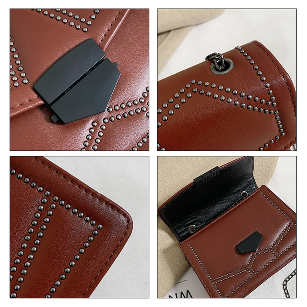 Маленькие женские сумки мессенджеры на цепочке с заклепками для женщин