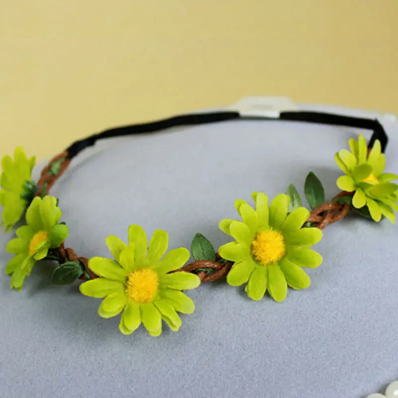 Фирменная Новинка Для женщин эластичные Дейзи Венок повязка на голову пять декор