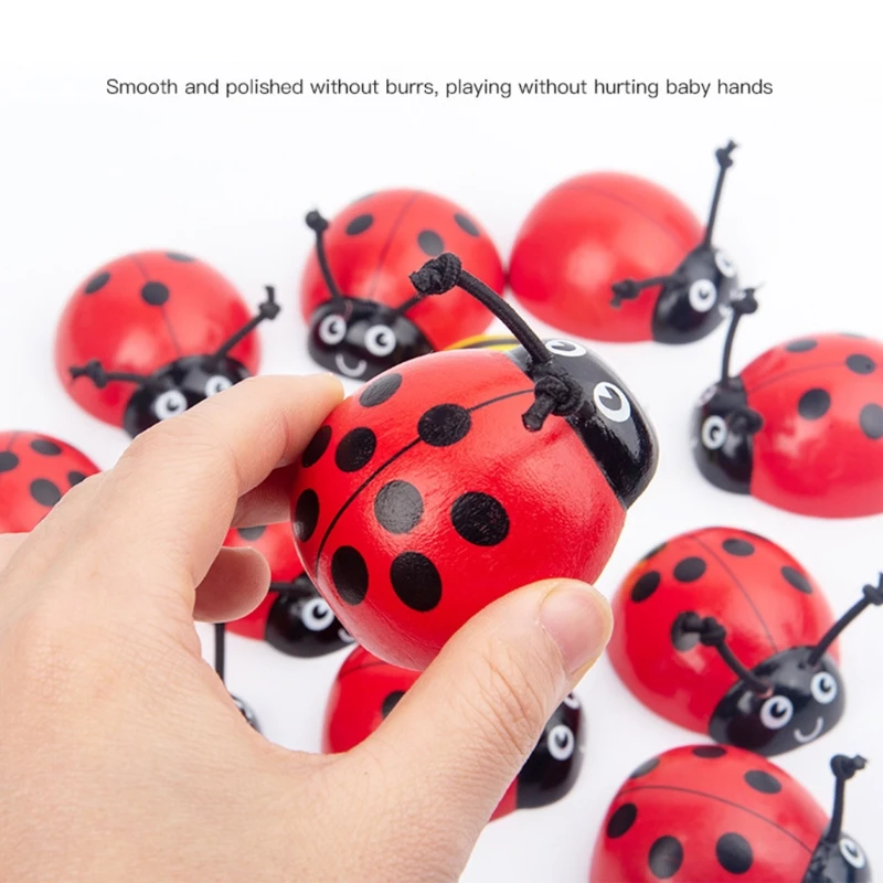 

Montessori Counting Ladybug Wooden Educational Toys 0-10 Numbers Learning to Count Beetle Felt Backpack Toy for Kids