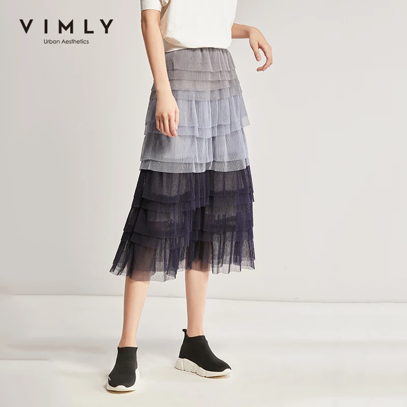 Vimly 2020 Демисезонная женская сетка элегантная градиентная цветная Многоуровневая