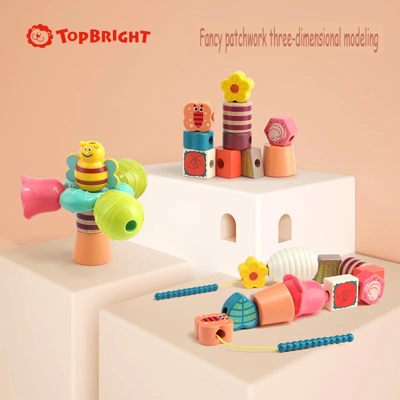 Топ яркий 18 шт DIY весенние вечерние блоки для шнуровки детские игрушки с бусинами