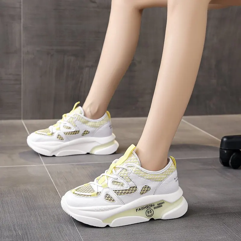 

All-Match Mesh Breathable Large Size Ladies Single Shoes Spring And Summer New Fashion Thick-Soled Casual Sports Shoes