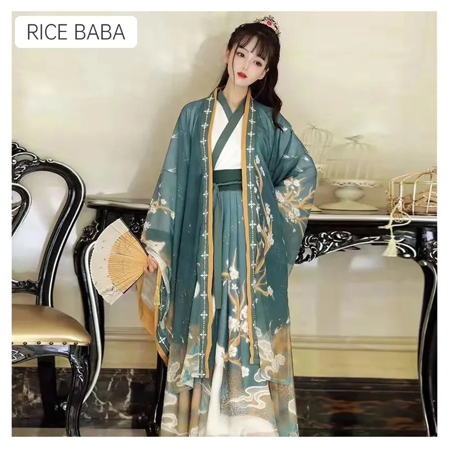 Старинная сказочная юбка Hanfu с градиентным рисунком лося Китайская традиционная