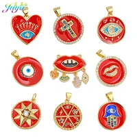 juya diy enamel fatima evil eye pendants handmade gold resin charms for needlework greek lucky eye jewelry making supplies