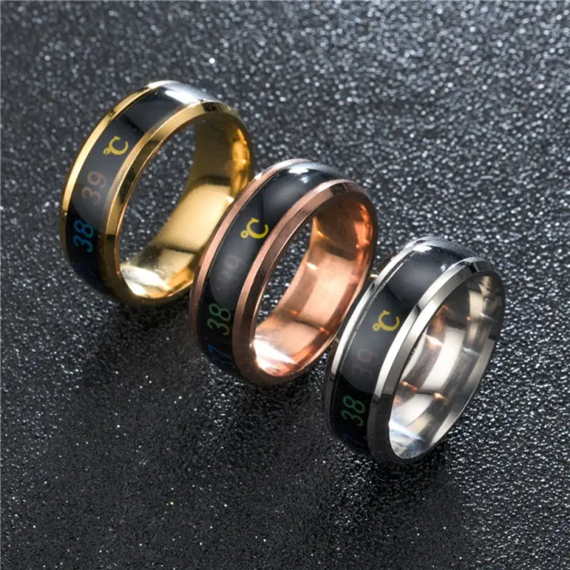 NEW Waterproof Temperature Sense Intelligent Smart Ring Finger Wear Changing Color Titanium Steel New |