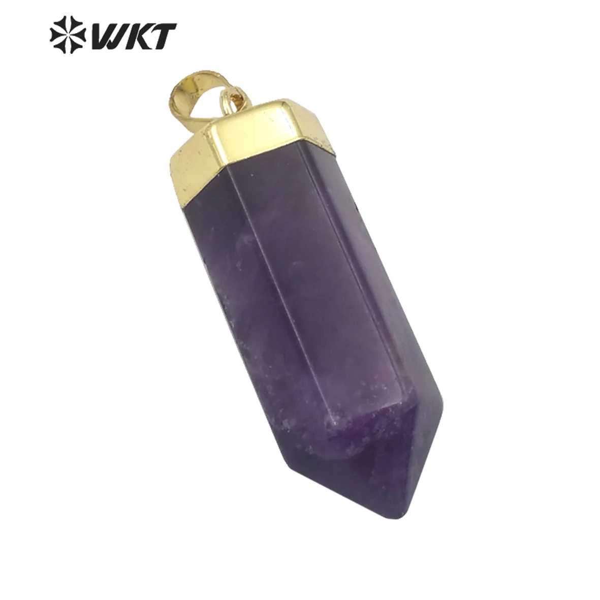 

WT-P1466 WKT Purple Quartz Point Stone Geometic Shape Pendant With High Quality Gold Electroplated Pendants With Female Jewelry