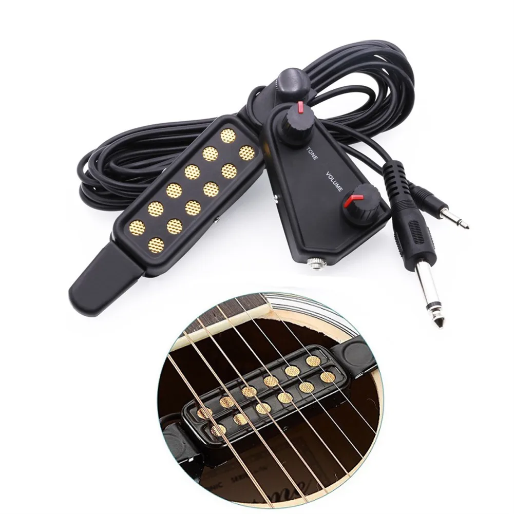 

300cm/ 9.8ft 12-Hole Acoustic Folk Guitar Pickup Magnetic Transducer With Tone Volume Adjustment Instrument Accessorie