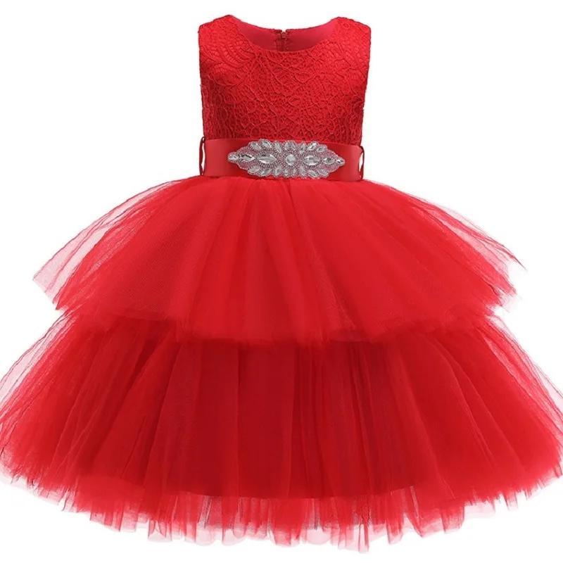 2019 spring and summer high-end new girls dress comfortable lace elegant princess layered fluffy children's wedding | Детская одежда