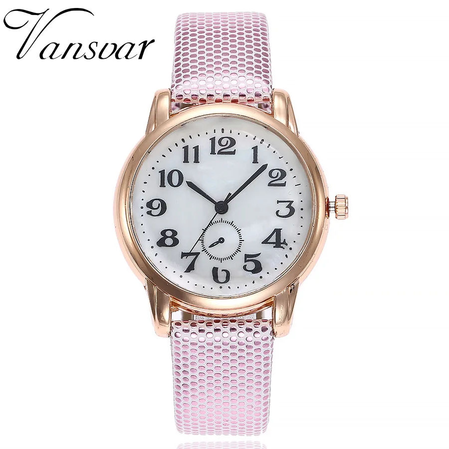 

Роскошные женские наручные часы, деловые розовые часы с кожаным ремешком и простым цифровым циферблатом, женские кварцевые часы, часы для ж...
