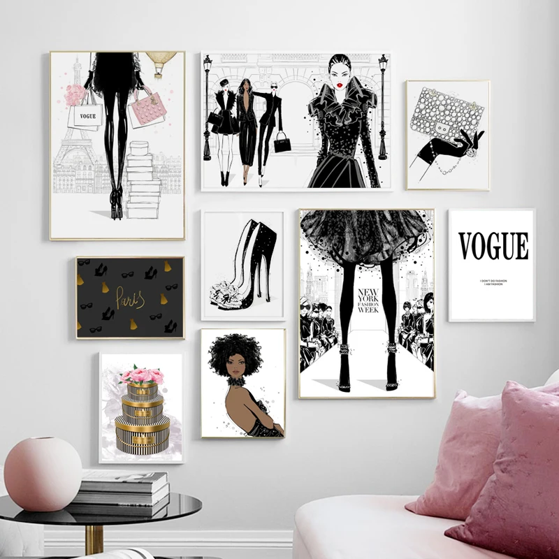 Постер в скандинавском стиле сумочка на высоком каблуке для девушек модное