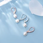 Modian элегантное жемчужное ожерелье с геометрическим рисунком, обручальные серьги для женщин модные 925 стерлингового серебра 3 цвета овальные серьги ювелирные украшения аксессуары