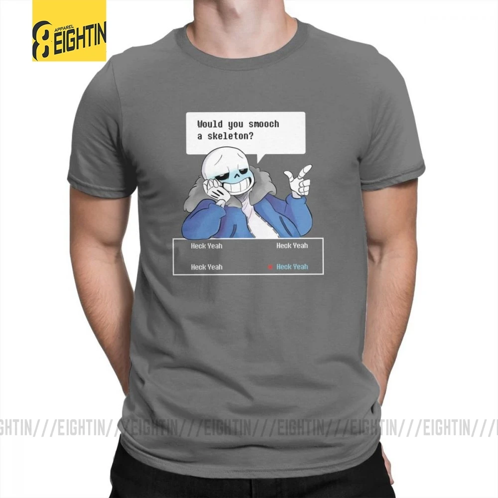 Футболки Undertale Новые мужские футболки с круглым вырезом из чистого хлопка с коротким рукавом для отдыха больших размеров - Цвет: Темно-серый