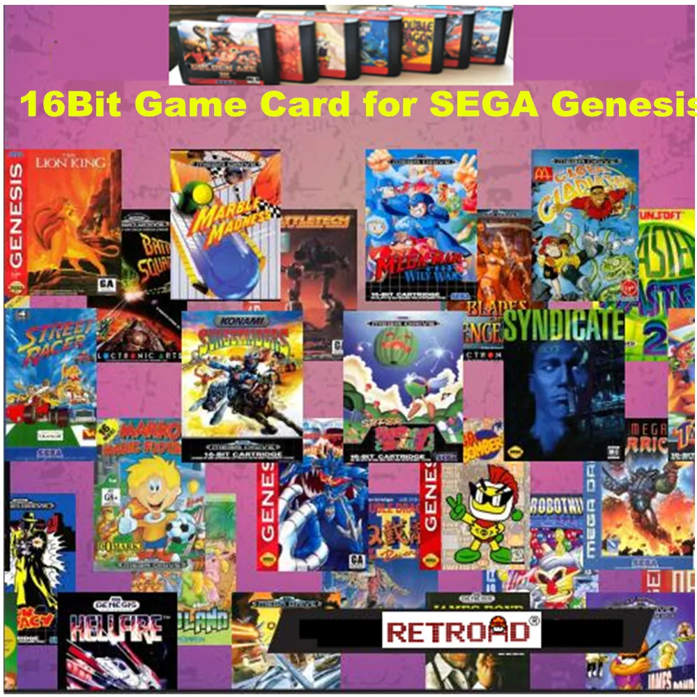 RETROAD 16 бит черная игровая карта для картриджа SEGA MegaDrive MD2 Genesis хорошего качества |