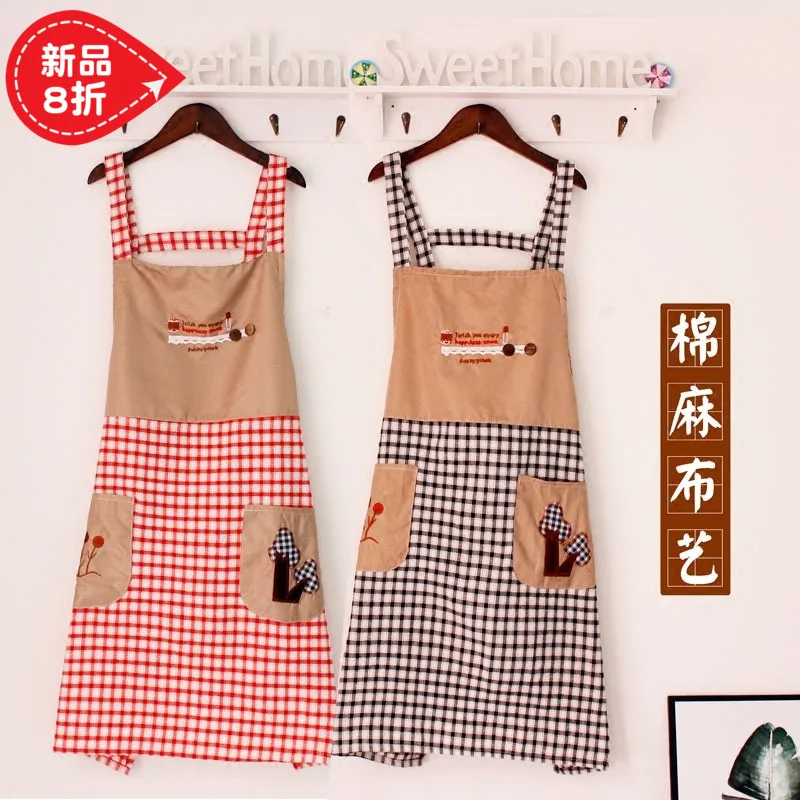 Милый хлопковый фартук в Корейском стиле модные женские хлопковые Рабочие