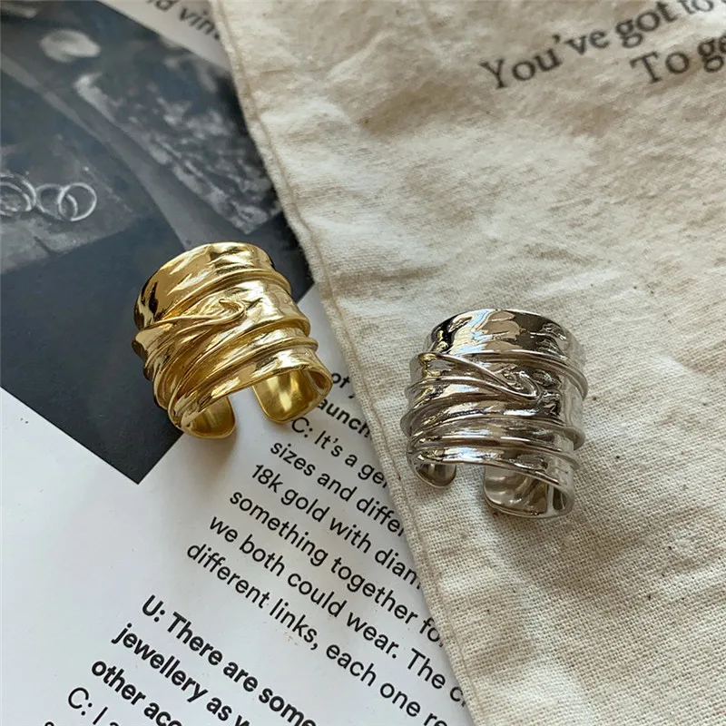 

YIKUF88 Sterling 925 Silver Women Ring wide face large leaf female ring