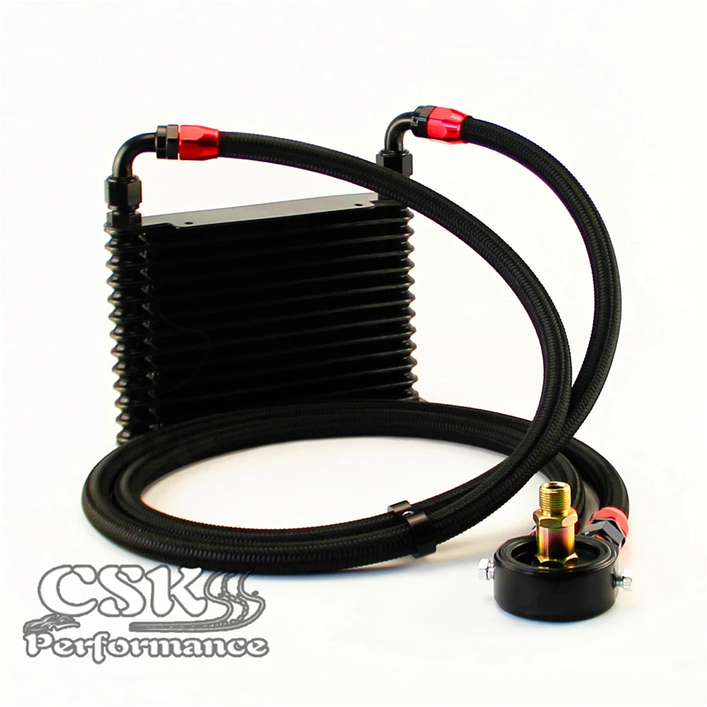 

Universal 13 Row AN10 Oil Cooler 260x175x32mm Kit For track / project / race Black