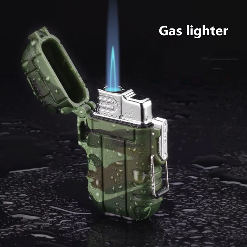 Waterproof Gas Lighter For Outdoor Camping Portable Inflatable Butane Cigarette Pipe Blue Flame Windproof | Дом и сад