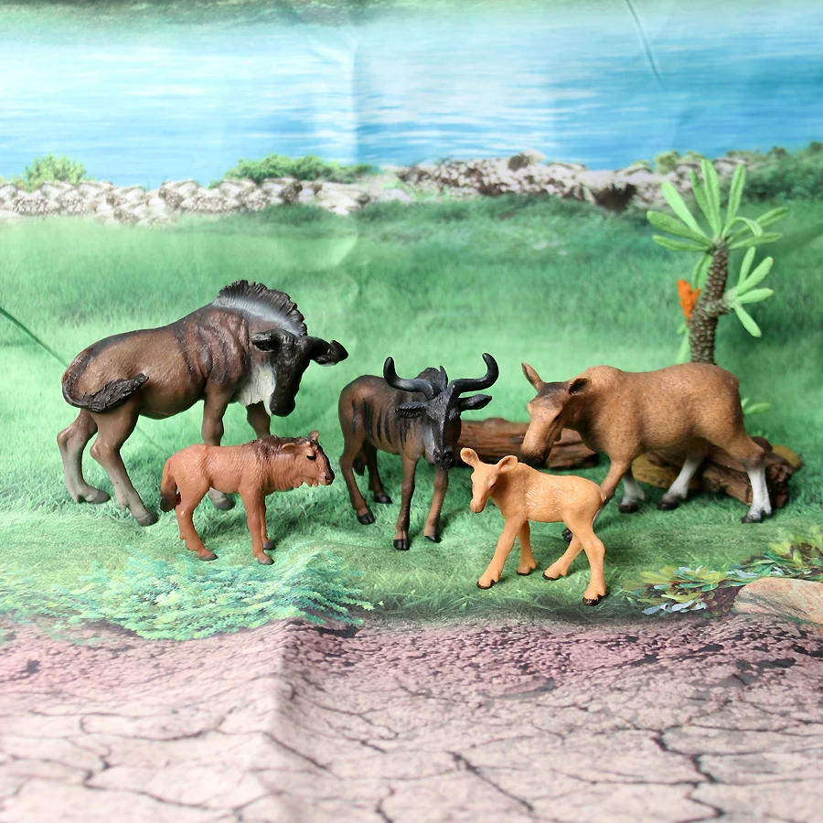 Реалистичная ручная роспись Дикая природа Wildebeest Moose игрушка фигурка модель