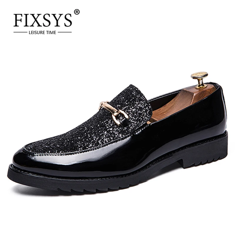 

FIXSYS Fashion Mens Loafers Brand Paillette Bling Sequins Wedding Shoes for Adult Casual Male Dresses Oxford Shoe Mocassin Homme
