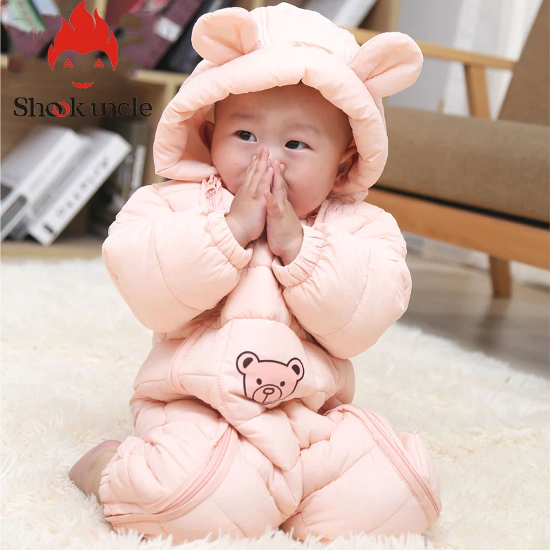 Детские комбинезоны с капюшоном Детский Зимний толстый хлопковый костюм для