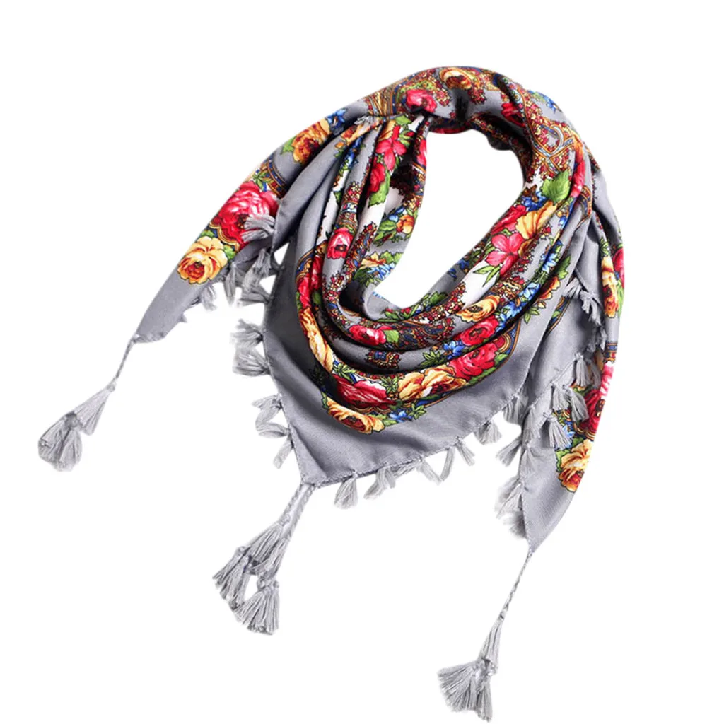 Women Ethnic Style Retro Scarf Tassel Knot Square Spring Summer Autumn Winter Travel Shawl Fashion Casual Warm 2019 New | Аксессуары для