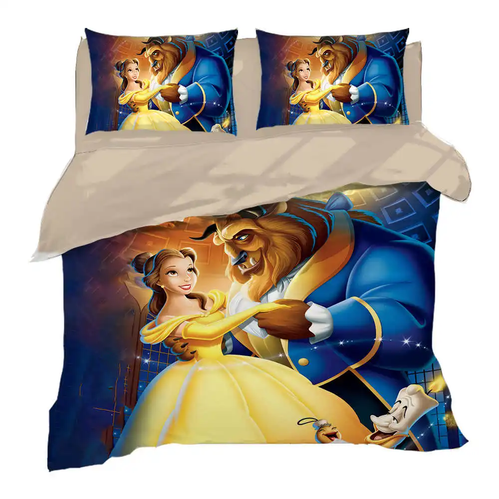

Beauty and the Beast Bedding set Single Size Belle Princess Quilt Duvet Covers for Kids Bedroom Decor Twin Bed Linens Queen set