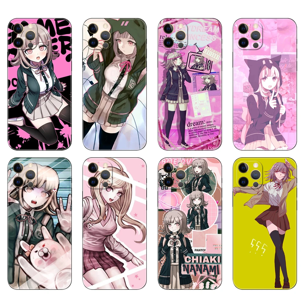Фото Черный чехол из ТПУ для iphone 5 5s se 2020 6 6s 7 8 plus x 10 XR XS 11 12 13 mini pro MAX, задняя крышка CHIAKA NANAMI №1