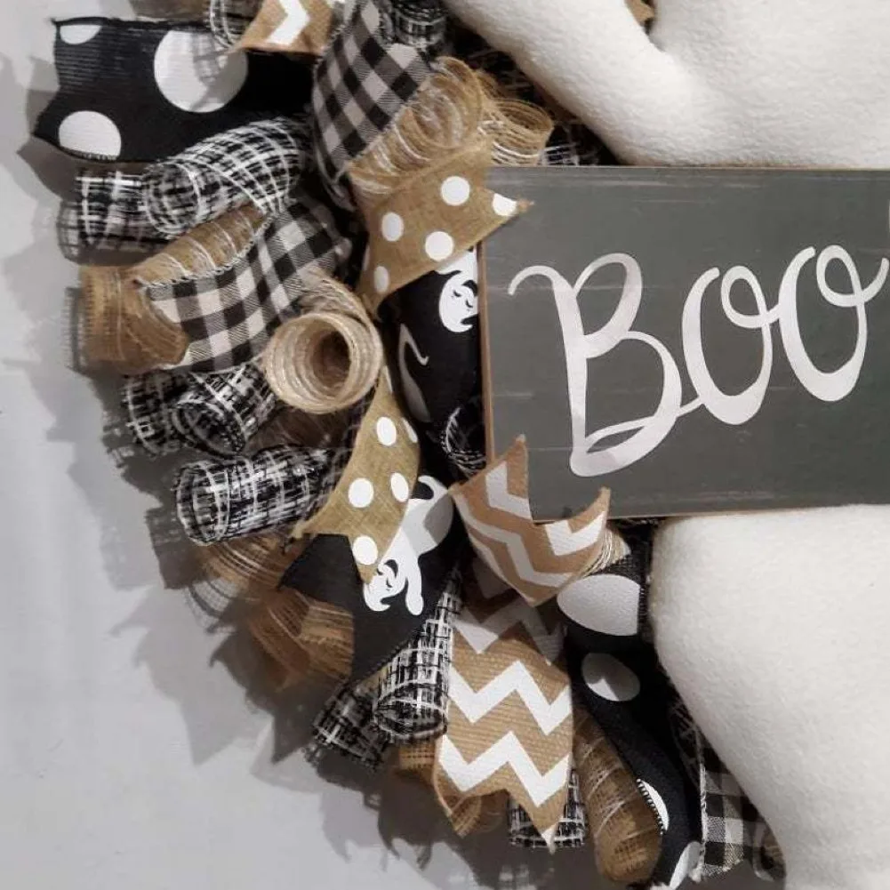 Венок на Хэллоуин BOO! Фермерский венок-призрак уличный входной дверь внутренний