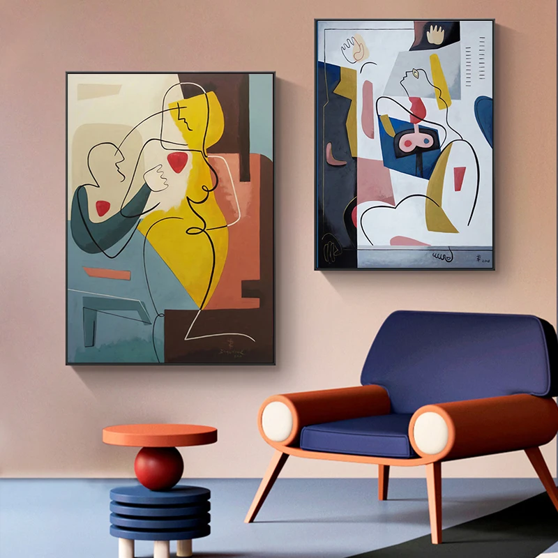 

Modern Abstract Canvas Painting Retro Classic Black Lines Wall Art Posters and Prints Wall Art Pictures for Living Room Cuadros