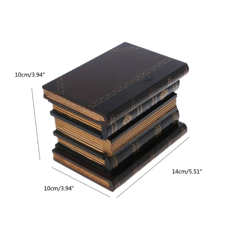 

H58E False Book Box Vintage Book Jewellery Storage Study Book Ornaments Wooden Antique Classic Hidden Decorative Book Box
