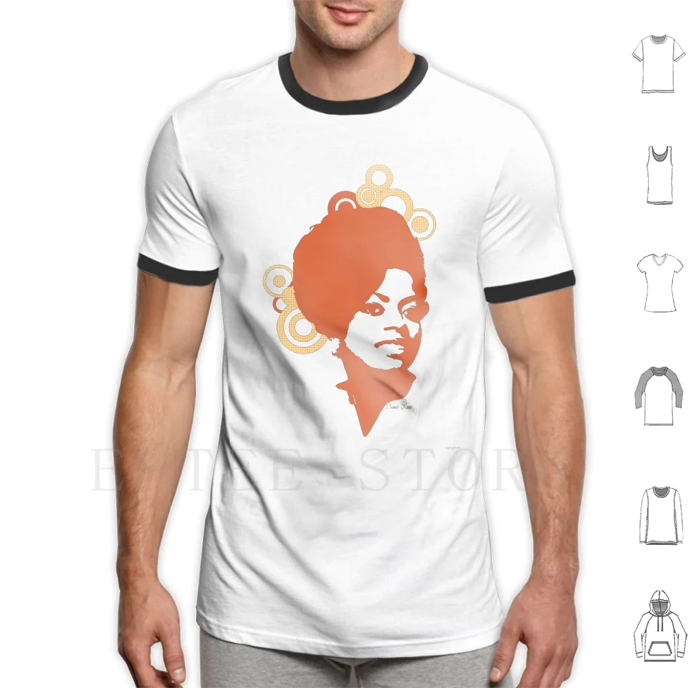 

Diana T Shirt Print Cotton Red Music Orange Vector 70s Face Womens Singer Vintage Famous Diana Musician Ross The