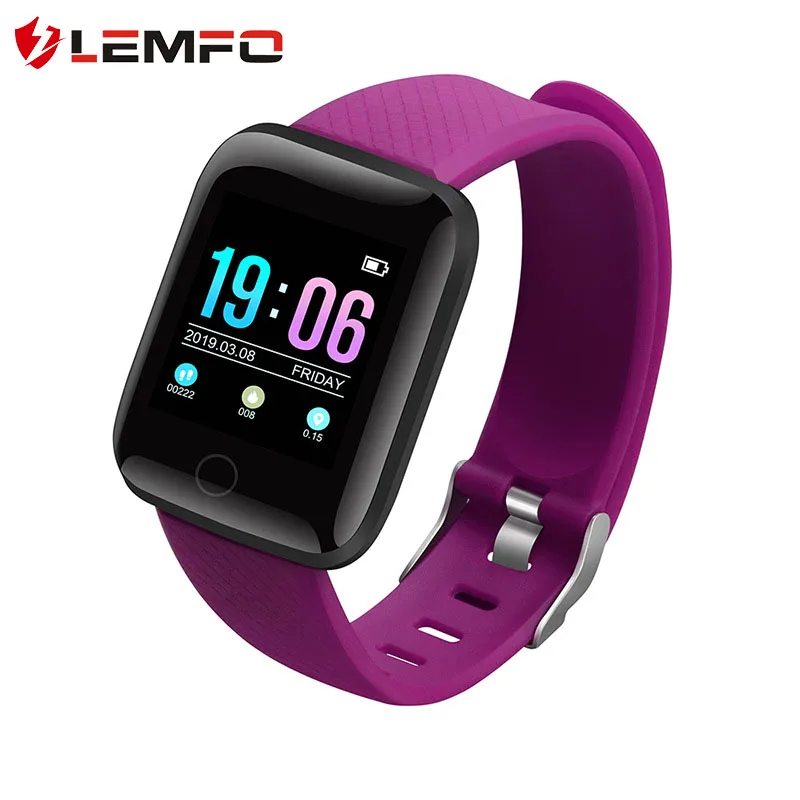 Purple LEMFO D13 1," Bluetooth Смарт-часы для мужчин для Apple Watch пульсометр кровяное давление фитнес-трекер IP67 съемный смарт-браслет - Цвет: Purple