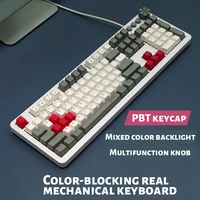 104 keys pbt keycaps mix color backlit gaming mechanical keyboard blue switch gamer keyboard three colors bracket for pc laptop