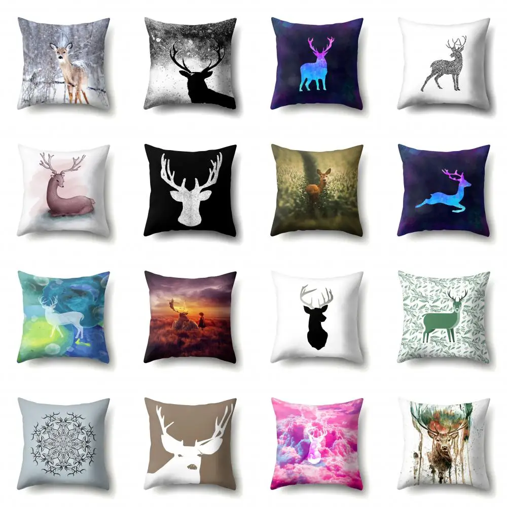 

Домашний декор, Мультяшные животные, олень, Полиэстеровая наволочка для диванной подушки, наволочка для диванной подушки
