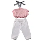 Топ на бретельках с рюшами для маленьких девочек 1-6 лет, рубашка, штаны, комплект одежды