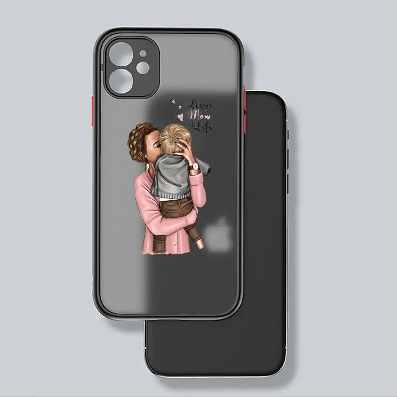 

Mom and baby Phone Case For iphone 12 11 8 7 plus mini x xs xr pro max matte transparent cover