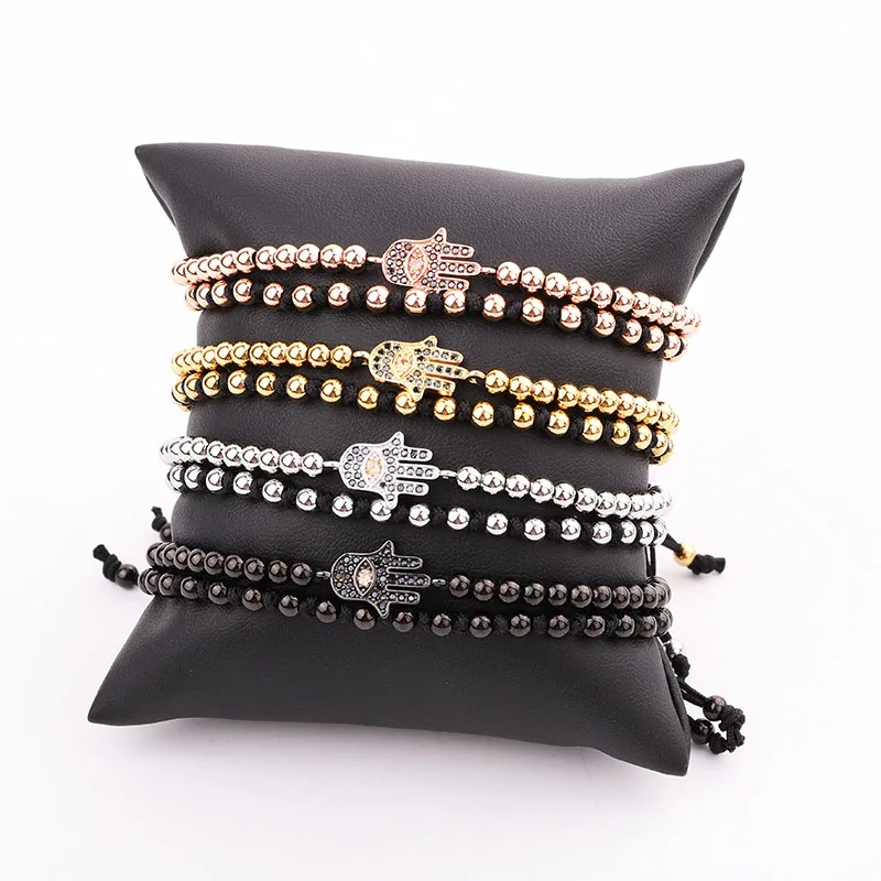 Мужской браслет из нержавеющей стали с бусинами и фианитами|Плетеные браслеты| |