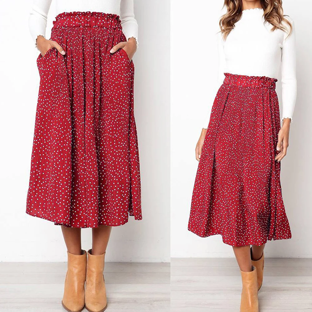 Винтажные мягкие офисные карманы качели Миди плиссированные эластичные