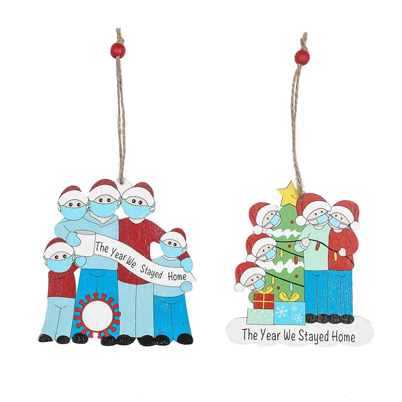 

1Pc 2020 Christmas Ornament Survivor Family 2 3 4 5 6 7 Resin Decorations Masked Hand-washed Christmas Tree Hanging Pendant