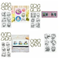 metal cutting dies with clear silicone stamps versatile cats sleeping eating studying mixed theme diy craft paper cards 2021