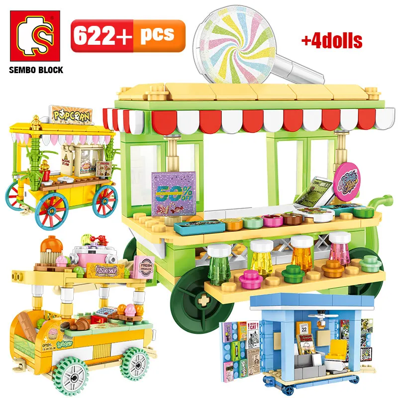 

SEMBO Ideas Pastry House Hot Dog Car Building Blocks City Street View Construction Food Store Bricks Education Toys For Children